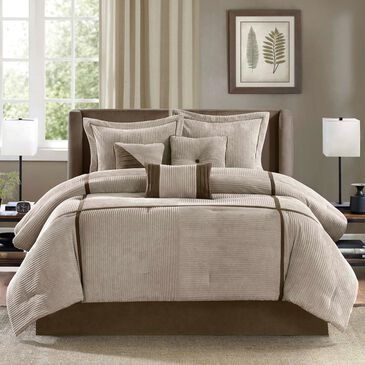 Hampton Park Dallas 7-Piece Queen Comforter Set in Taupe and Chocolate Brown, , large
