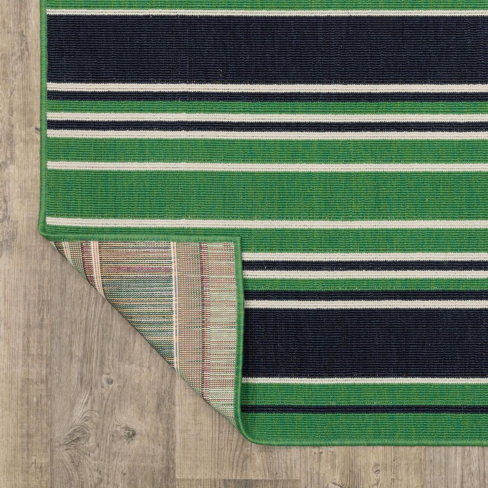 Oriental Weavers Havana Striped Green and Navy 7'10" x 10' Indoor/Outdoor Area Rug, , large