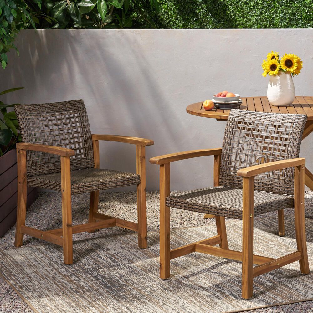 Hearth and Haven Hampton Outdoor Dining Chair in Brown (Set of 2), , large
