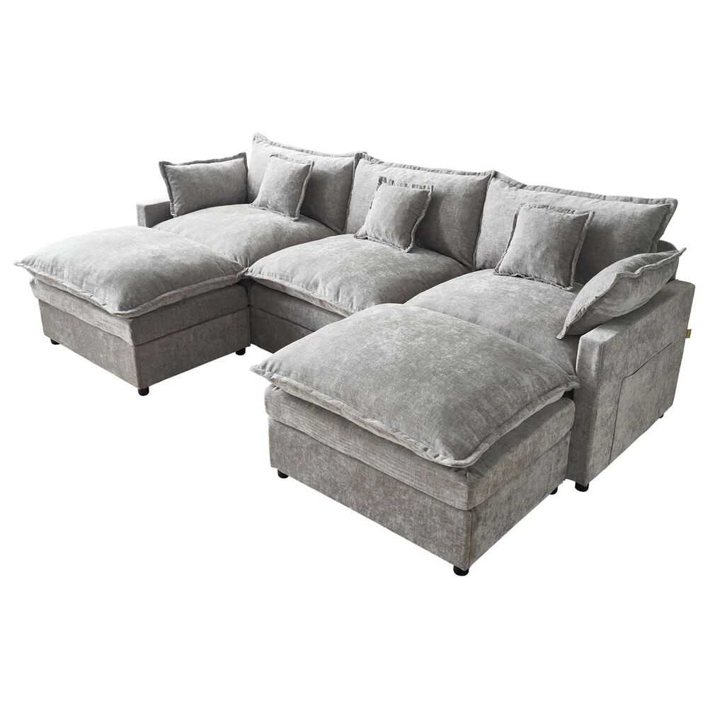 HOMLUX 107.87" Ultra-Comfort Chenille Sectional Sofa in Dark Gray, , large