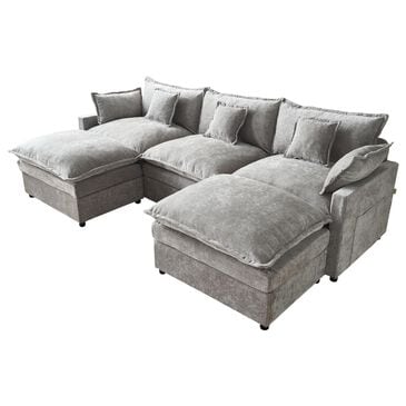 HOMLUX 107.87" Ultra-Comfort Chenille Sectional Sofa in Dark Gray, , large