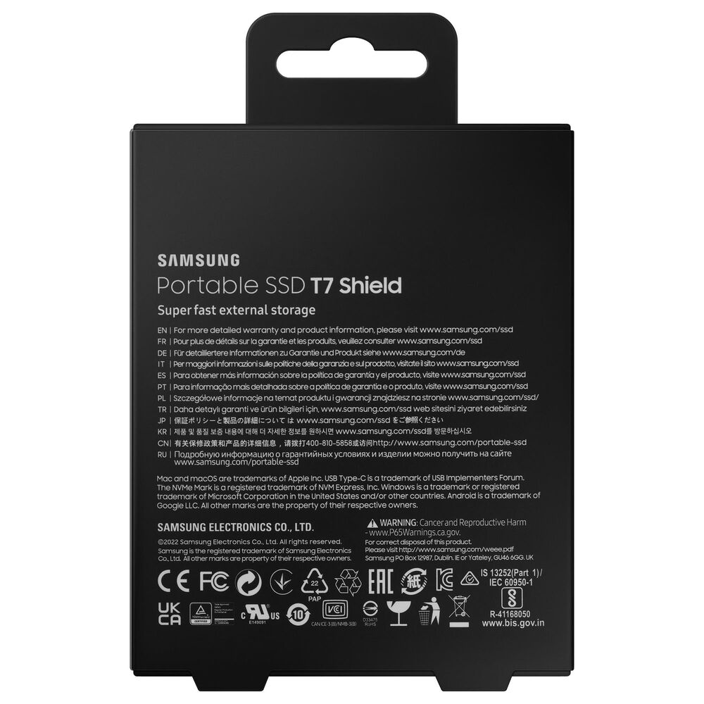 Samsung 2TB T7 Shield Portable External SSD in Black, , large