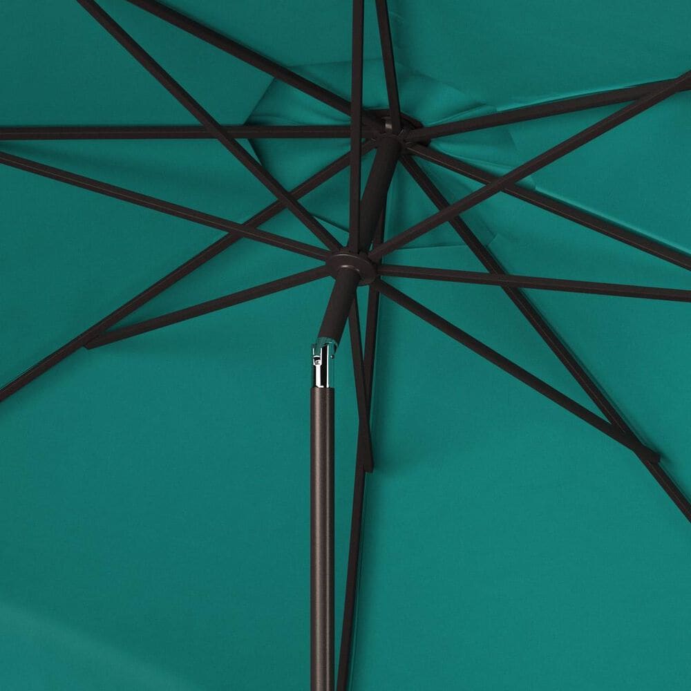 Safavieh Venice Single Scallop 9Ft Crank Hunter Green Outdoor Push Button Tilt Umbrella, , large
