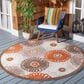 Safavieh Cabana CBN676C 6"7" Round Beige and Orange Indoor/Outdoor Area Performance Rug, , large