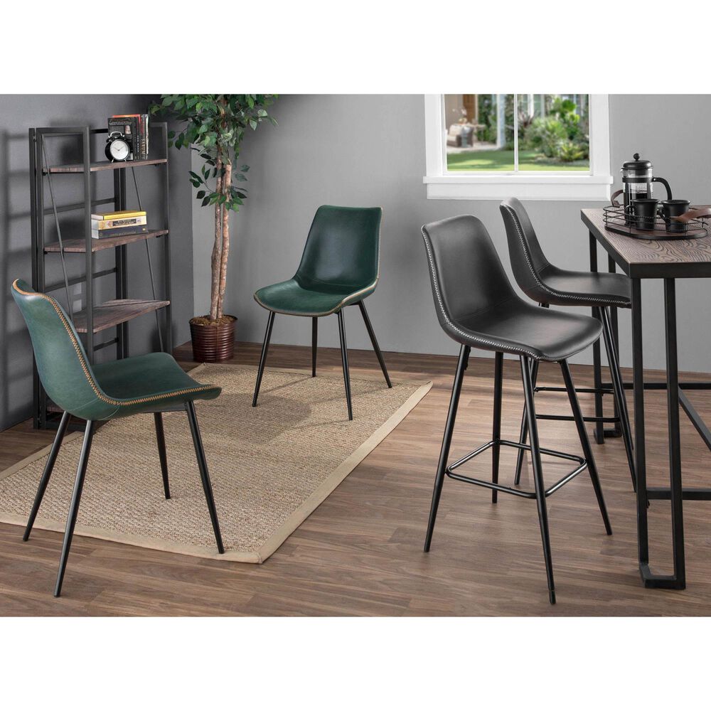 LumiSource Durango Side Chair with Green Upholstered in Black (Set of 2), , large