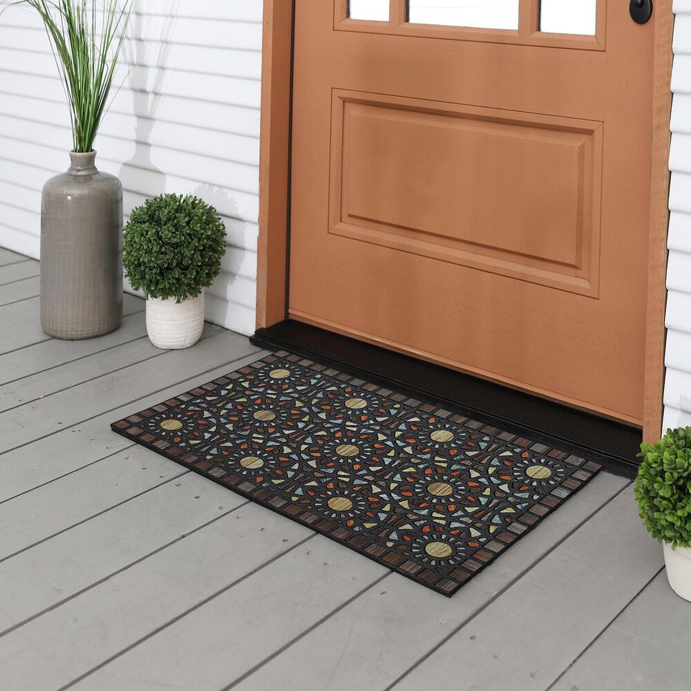 Karastan Doorscapes Entranced Mosaic Grain 4925-18457 1&#39;6&quot; x 2&#39;6&quot; Brown Door Mat, , large
