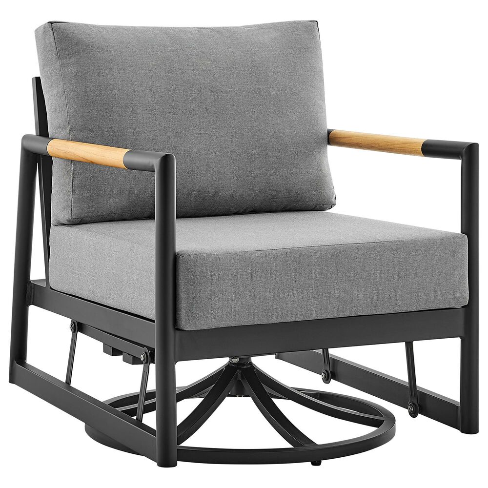 Hearth and Haven Crown Outdoor Patio Swivel Glider Lounge Chair in Gray, , large