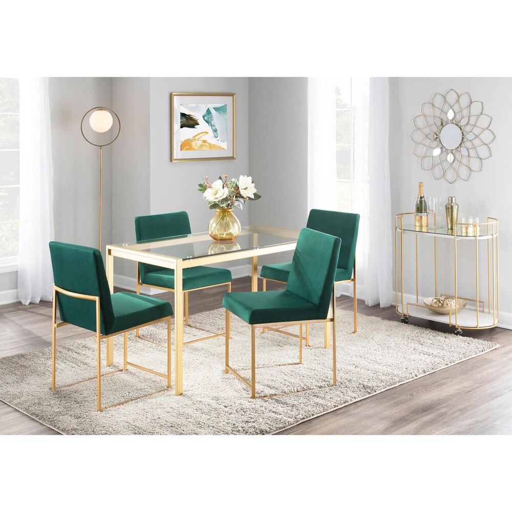 Lumisource Fuji Side Chair with Green Cushion in Gold &#40;Set of 2&#41;, , large