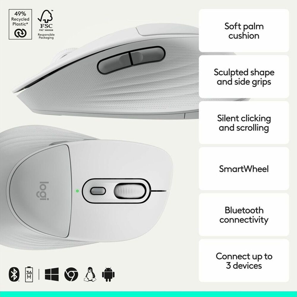 Logitech Signature Comfort Plus Wireless Mouse in Off-White, , large