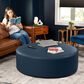 Jaxx Candler Round Ottoman in Oxford Blue, , large