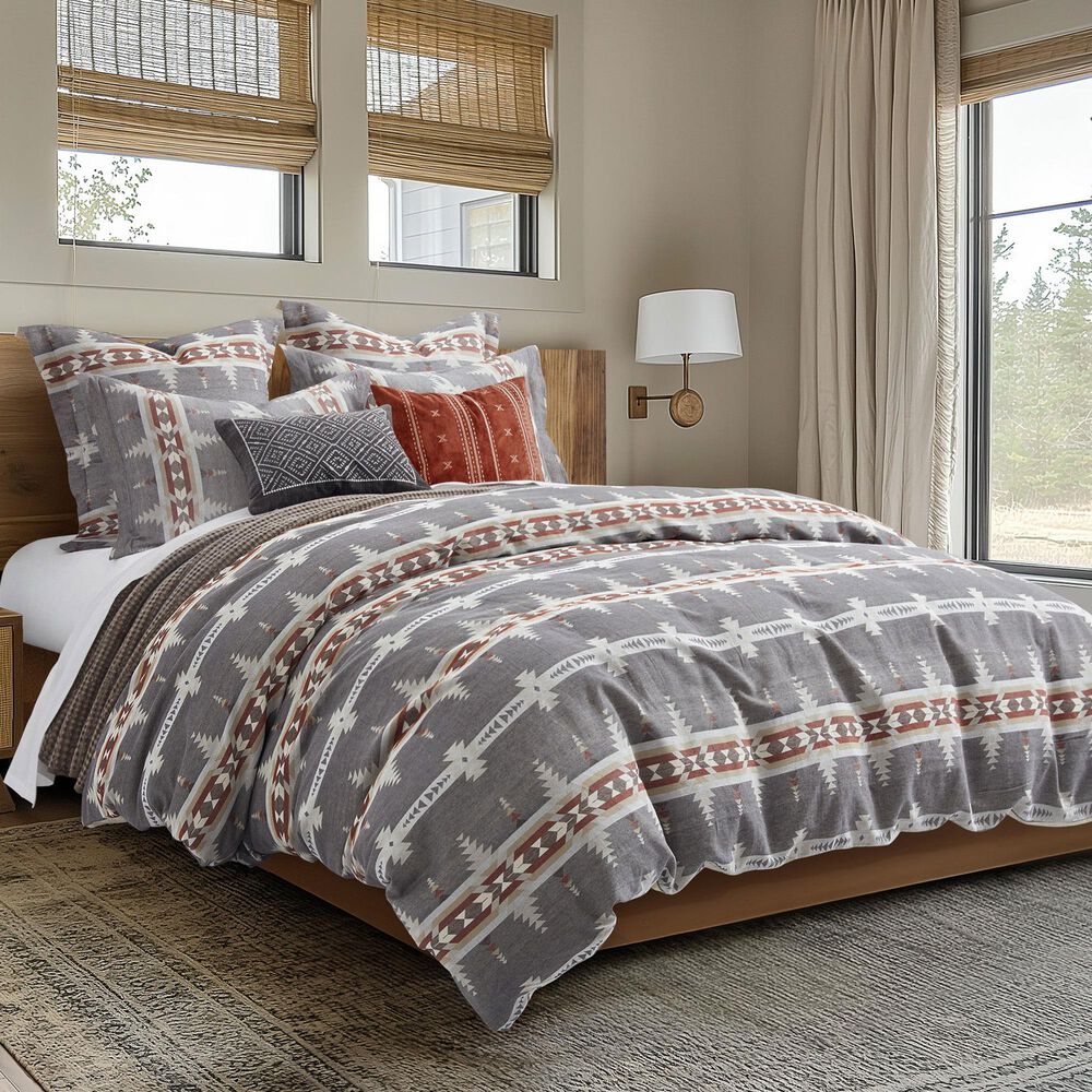 Levtex Corrales 3-Piece Full/Queen Duvet Cover Set in Grey, Cream, Taupe and Brick Red, , large