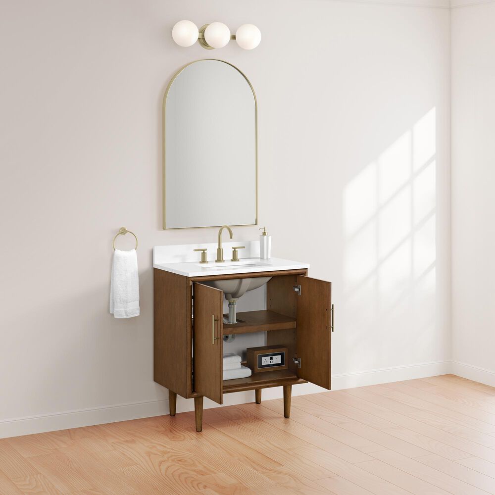 37B Mertola 30" Single Bathroom Vanity Cabinet in Dark Maplewood with White Composite Stone Top and Backsplash, , large