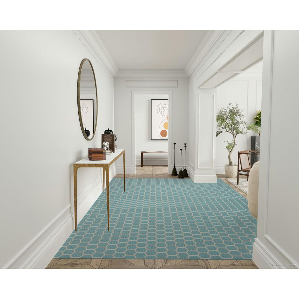Nourison Twist Reversible 9&#39; x 12&#39; Aqua Indoor/Outdoor Area Rug, , large