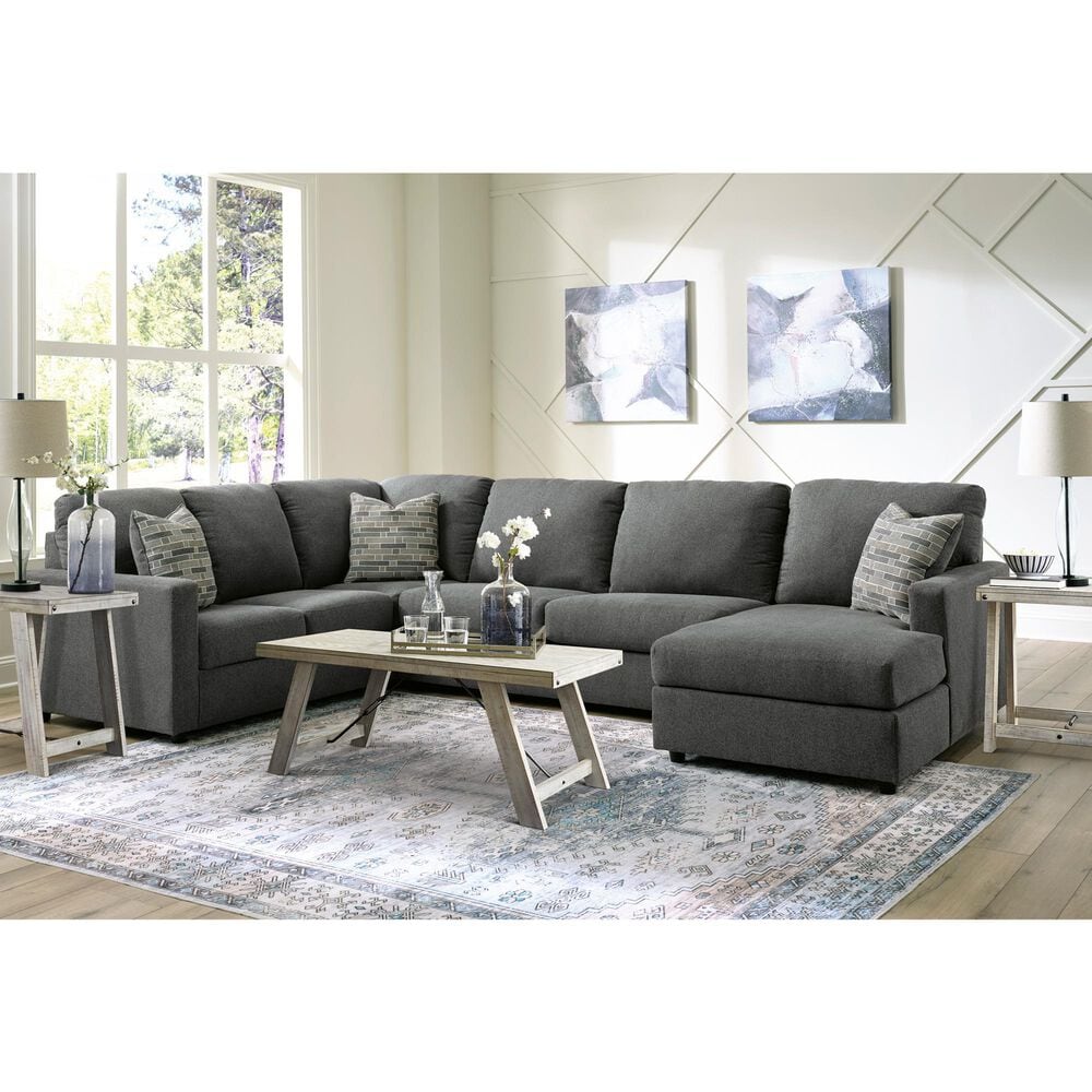 Ashley Edenfield 3-Piece Right Facing Sectional with Chaise in Charcoal, , large