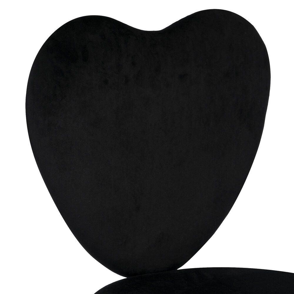 Impressions Vanity Heart Swivel Vanity Chair with Black Cushion in Matte Silver, , large