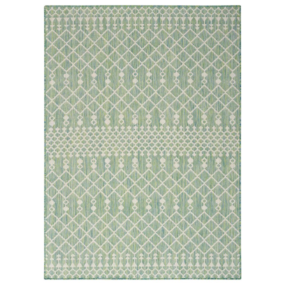 Nourison Positano Southwestern Blue and Green 7" x 10" Indoor/Outdoor Area Rug, , large