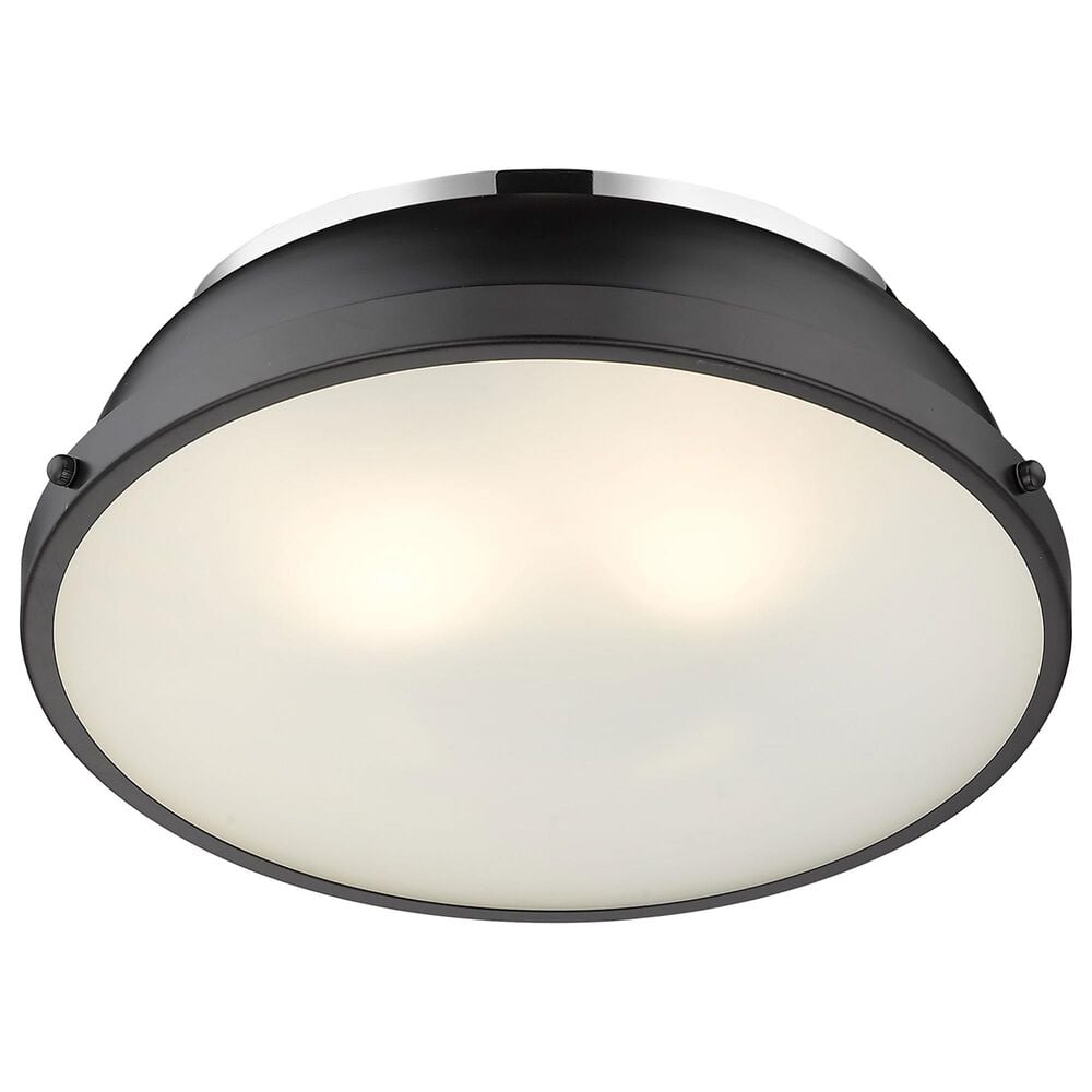 Golden Lighting Duncan 14" Flush Mount in Chrome and Matte Black, , large