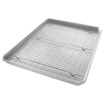 USA Pan USA Pan Extra Large Bakeable Nonstick Cooling Rack and Pan Set in Stainless Steel, , large