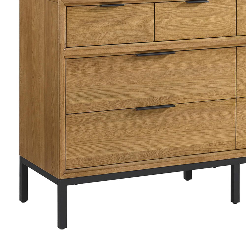 Hawthorne Furniture Newport 8-Drawer Dresser with Mirror in Natural Oak and Black, , large