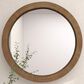Maple and Jade 24" Round Wood Wall Mirror in Natural Brown, , large
