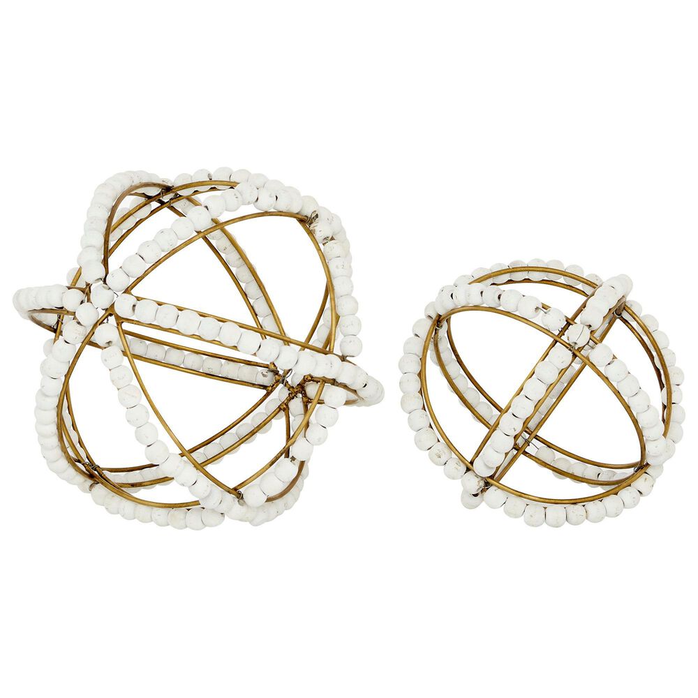 Maple and Jade Geometric Sculpture in White and Gold &#40;Set of 2&#41;, , large