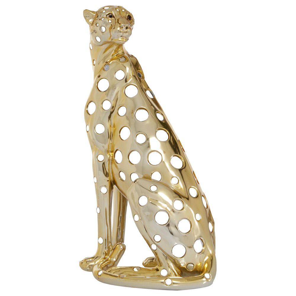 Maple and Jade 7" x 16" Glam Polystone Sculpture in Gold, , large