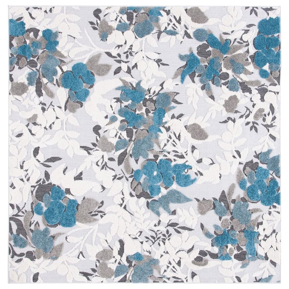 Safavieh Cabana CBN674B 6"7" Square Beige and Blue Indoor/Outdoor Area Performance Rug, , large