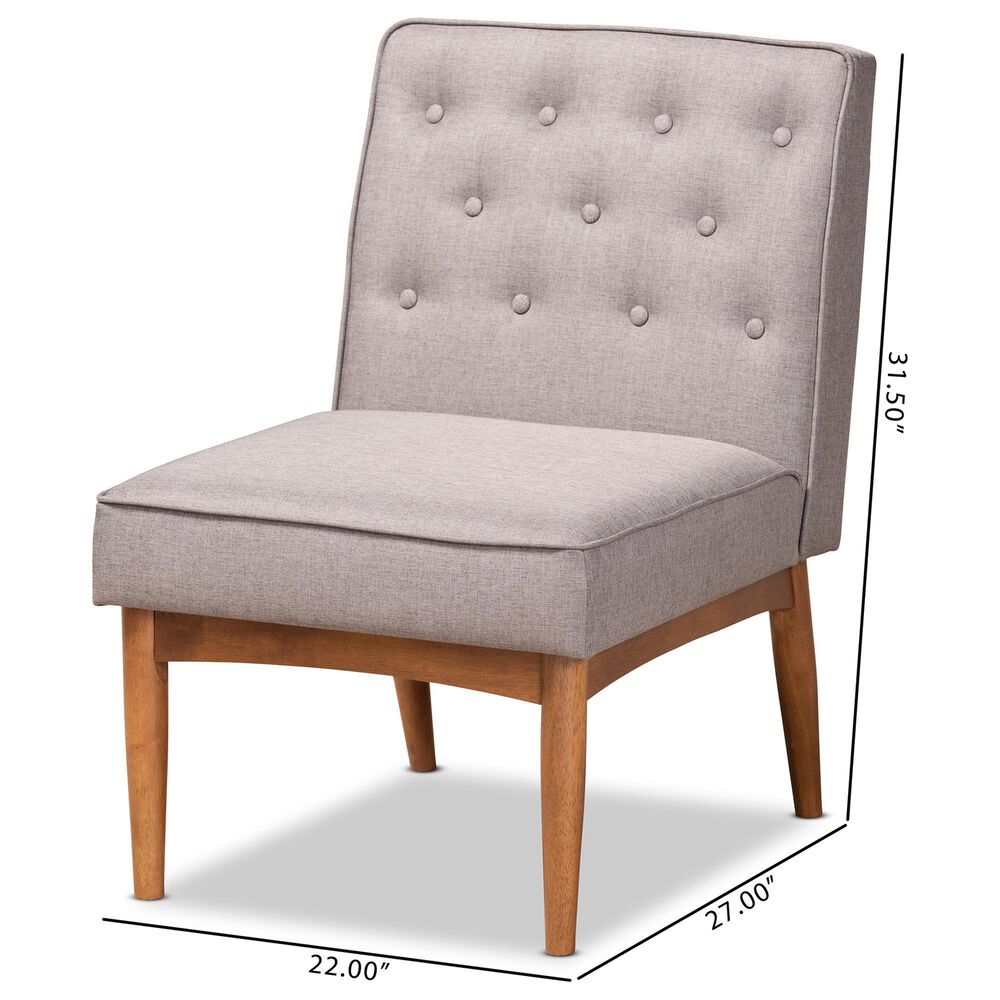 Baxton Studio Riordan Side Chair with Grey Cushion in Walnut Brown, , large