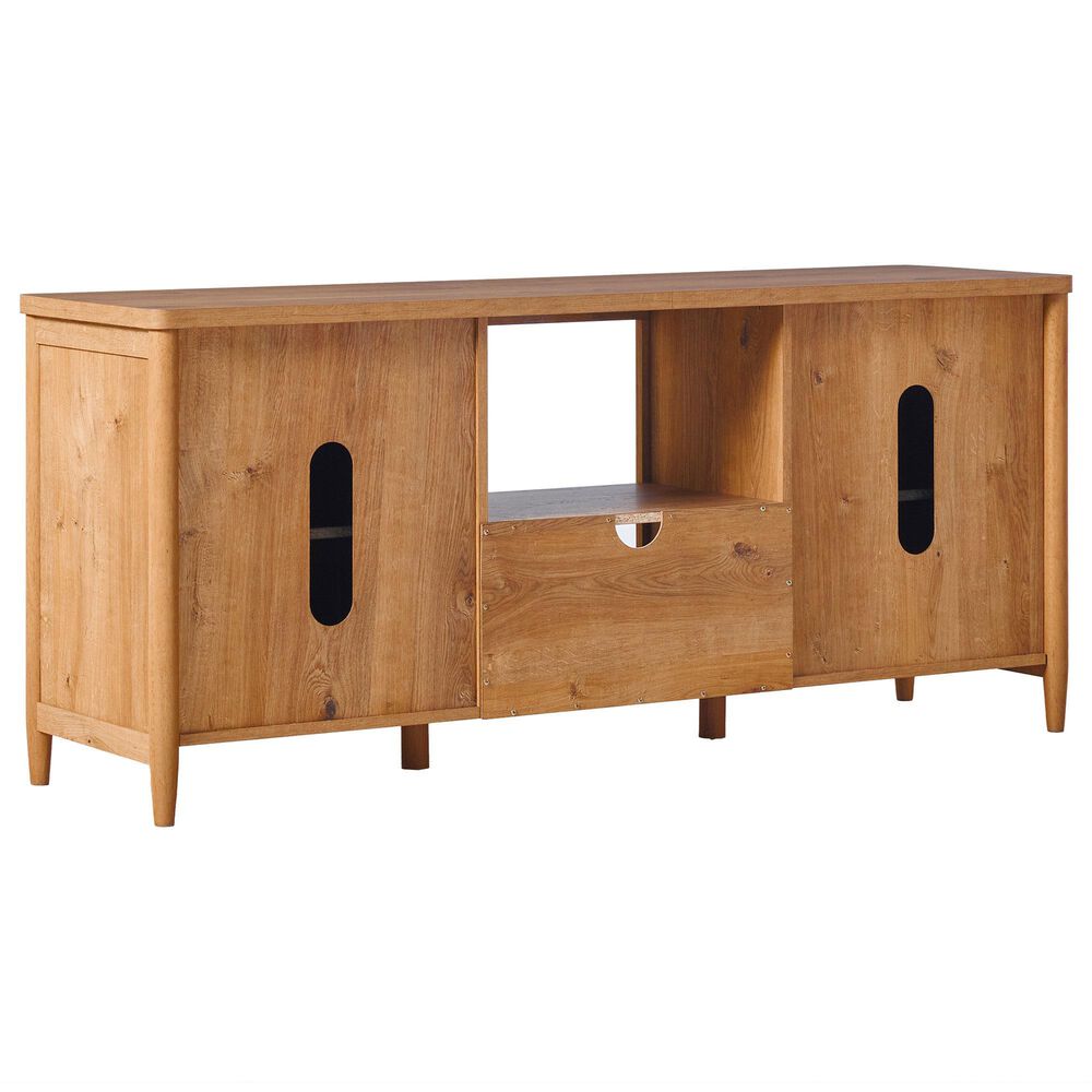 Walker Edison Flynn Scandinavian 58&quot; TV Stand in English Oak, , large