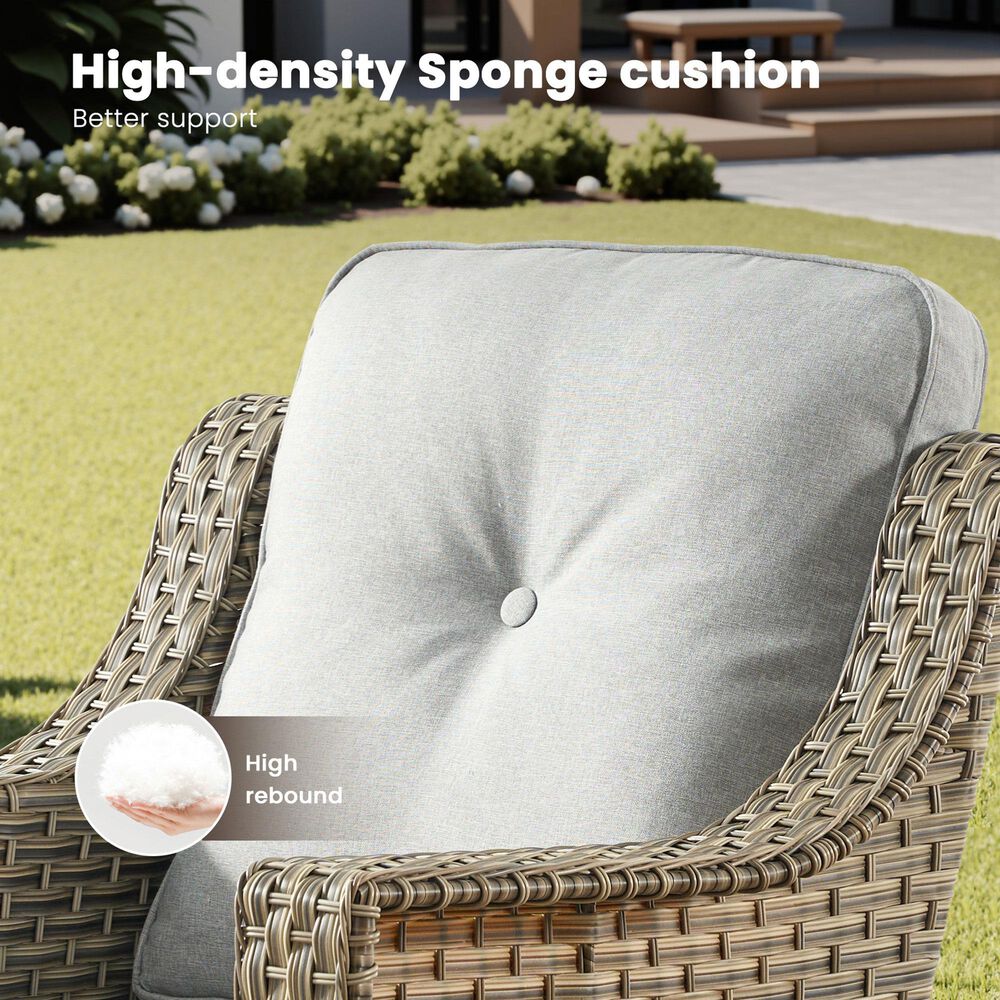 HOMLUX Outdoor Wicker Conversation Sofa in Gray, , large