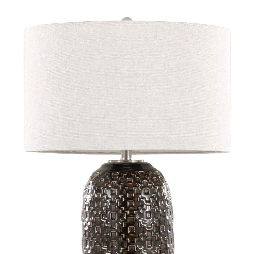 Grandview Gallery Onyx Ceramic Table Lamp in Dark Grey, Brushed Nickel and Clear, , large