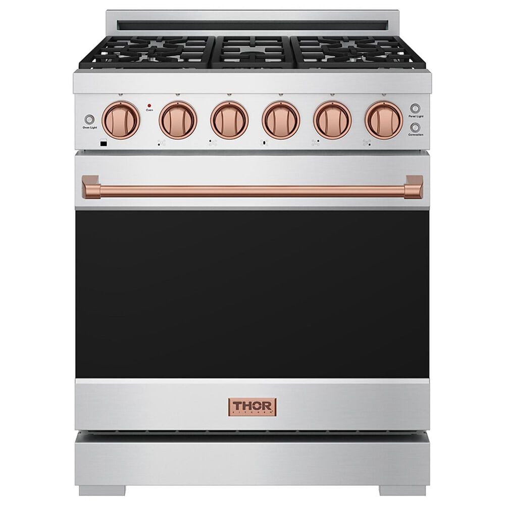 Thor Kitchen Gordon Ramsay 4.6 Cu. Ft. Professional Gas Range with Rose Gold Handle Kit in Stainless Steel, , large