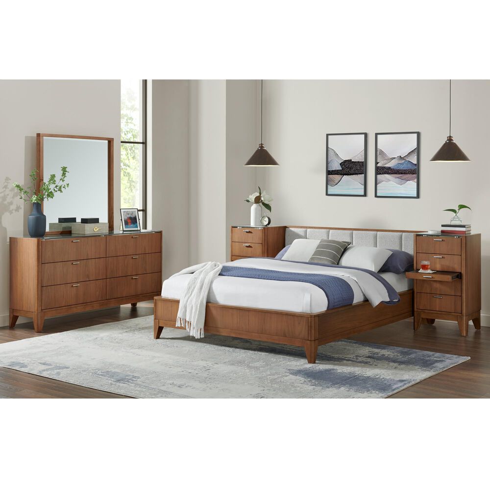 Boulder &amp; Pine King Wallbed with Two Nightstand Piers and Dresser in Warm Brown, , large