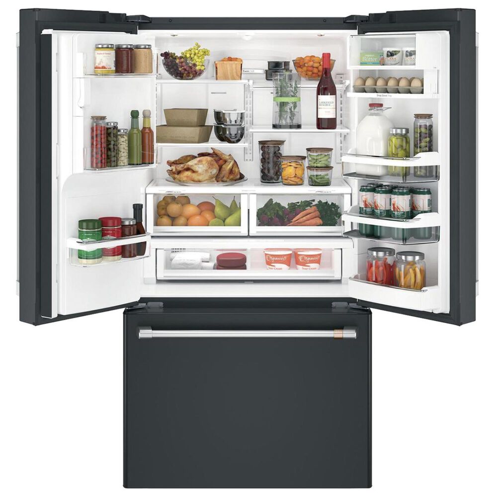 Cafe 22.2 Cu. Ft. Counter Depth French Door Refrigerator in Matte Black with Brushed Stainless Handle, , large