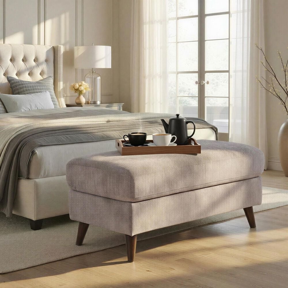 LumiSource Carly Bench Ottoman in Pewter, , large