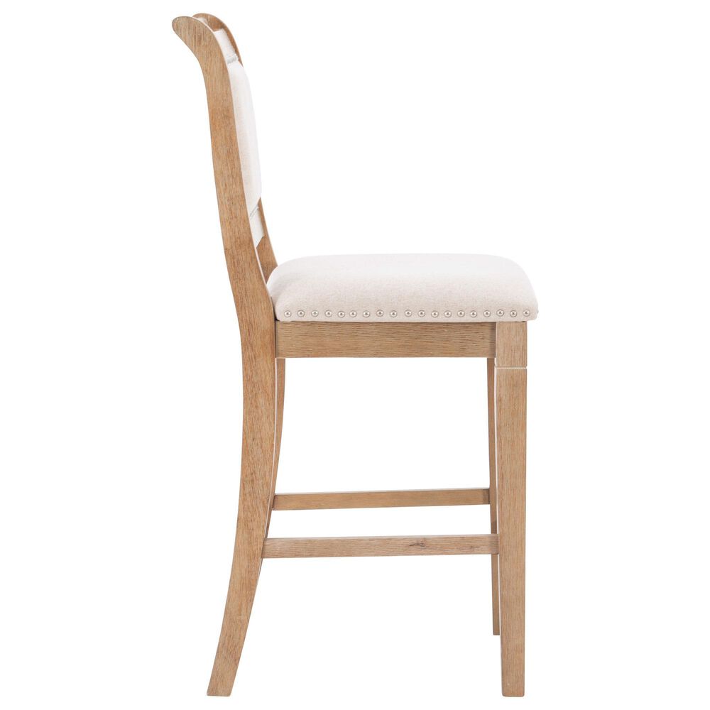 Linon Home Decor Emmy 26" Counter Stool with Natural Cushion in Grey Wash, , large
