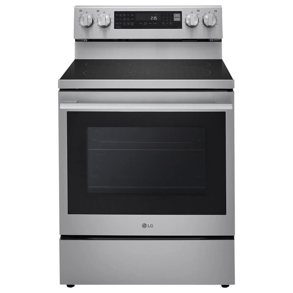 LG 2-Piece Kitchen Package with 6.3 Cu. Ft. Smart Freestanding Electric Range and 2.1 Cu. Ft. Smart Over-the-Range Microwave in Printproof Stainless Steel, , large