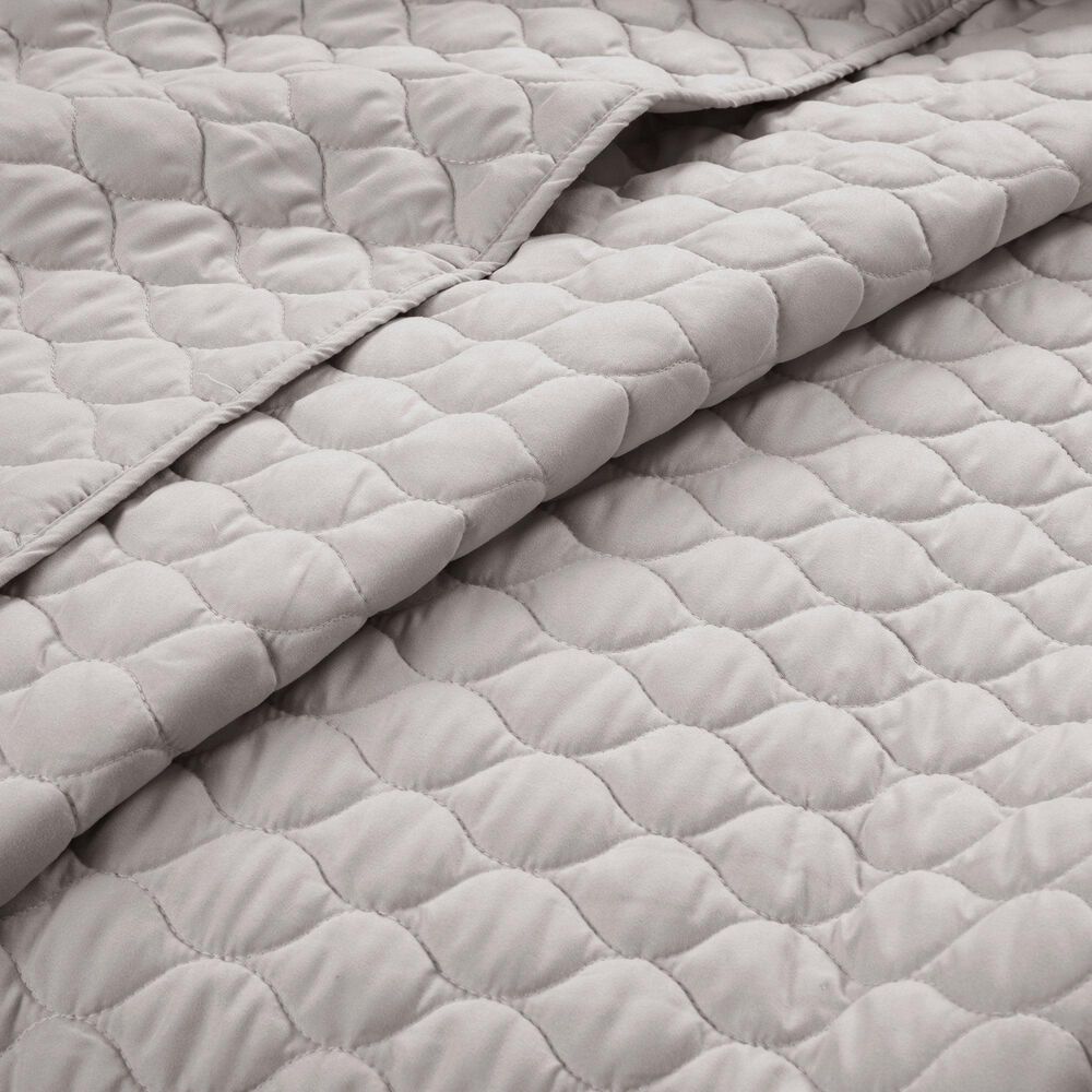 Triangle Home Fashions Ella Ruffle Lace 3-Piece King Quilt Set in Light Gray, , large