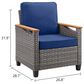 Sunwell Garden Patio Stationary Chair with Gray Frame and Wood Armrests in Navy (Set of 2), , large