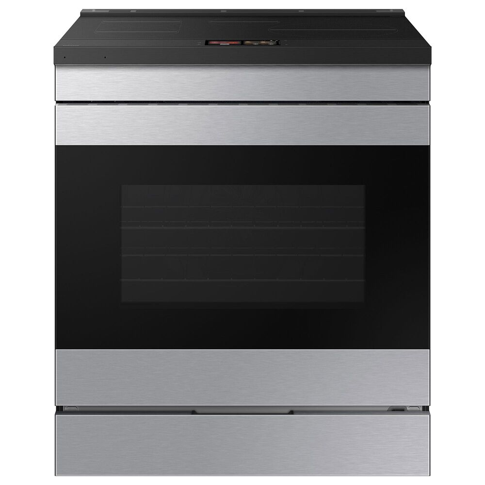 Samsung Bespoke 2-Piece Kitchen Package with 6.3 Cu. Ft. Convection Slide-In Induction Range and 2.1 Cu. Ft. Fingerprint Resistant Over-the-Range Microwave in Stainless Steel, , large