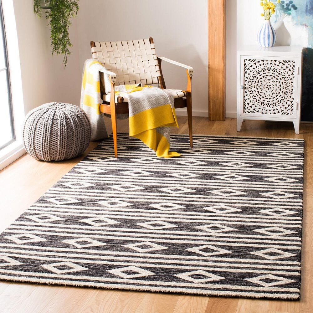 Safavieh Micro-Loop MLP153H 4&#39; x 6&#39; Charcoal and Ivory Area Rug, , large