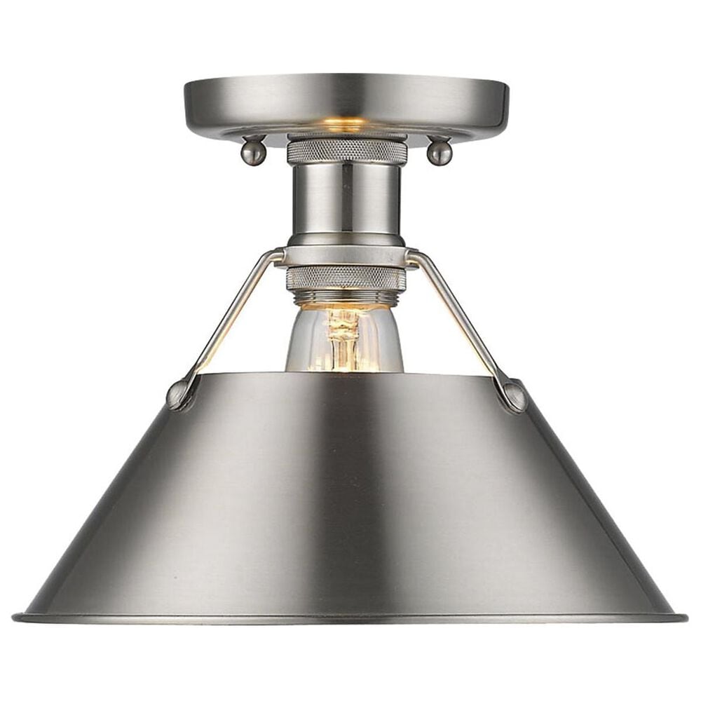 Golden Lighting Orwell PW Flush Mount in Pewter with Pewter Shade, , large