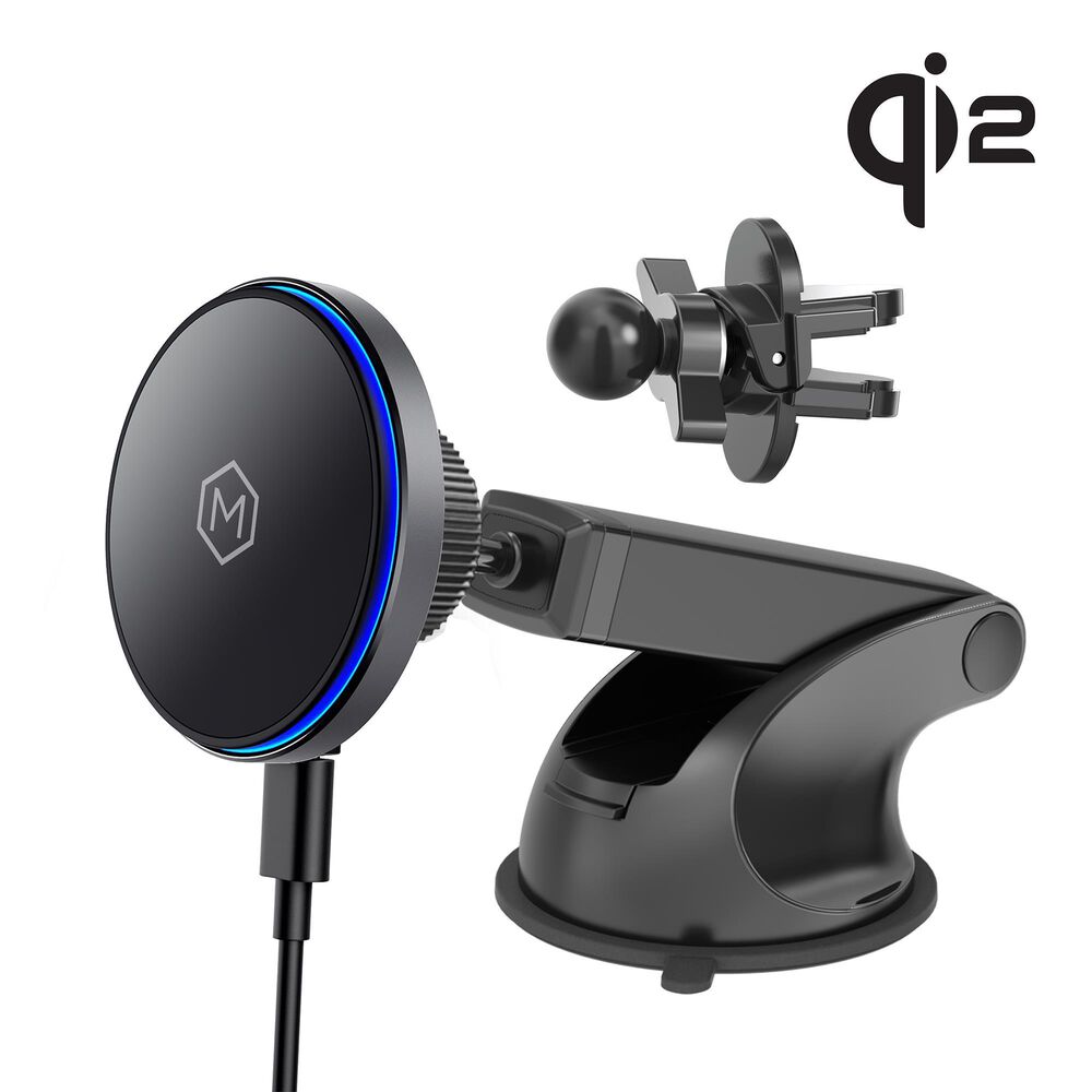 The Mighty Mount MagSwitch Qi2 Wireless Car Charger Mount Combo with Vent and Dash Base in Matte Black, , large