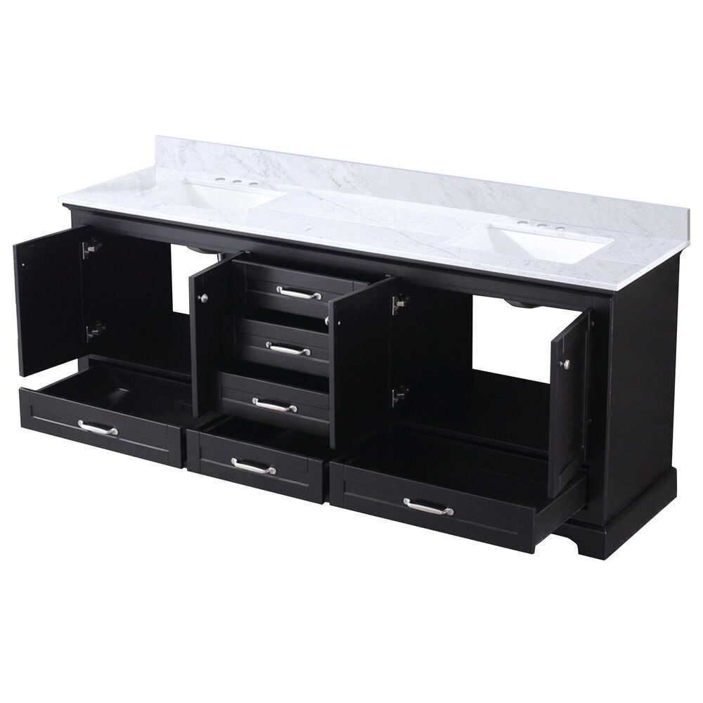 Lexora Home Dukes 80&quot; Double Bathroom Vanity in Espresso with 2 cm White Carrara Marble Top and Rectangular Sinks, , large