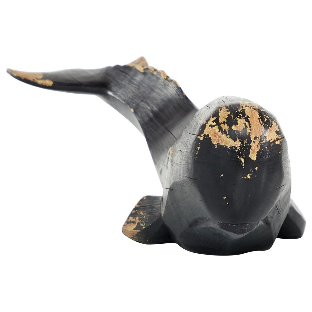 Maple and Jade 7&quot; x 24&quot; Whale Sculpture in Distressed Black, , large
