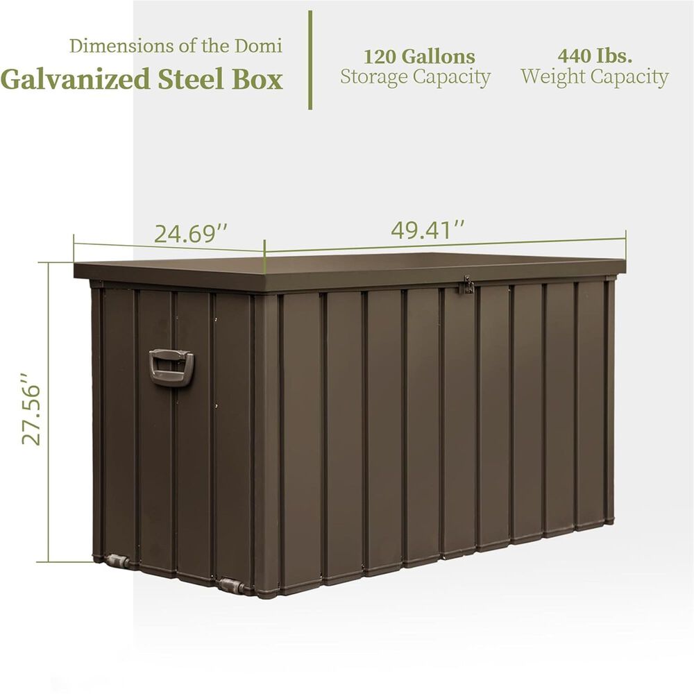 Hearth and Haven 120-Gallon Outdoor Steel Storage Deck Box with Waterproof Material in Dark Brown, , large