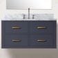 Lexora Home Castor 36" Single Bathroom Vanity in Blue with 2 cm White Carrara Marble Top and Rectangular Sink, , large