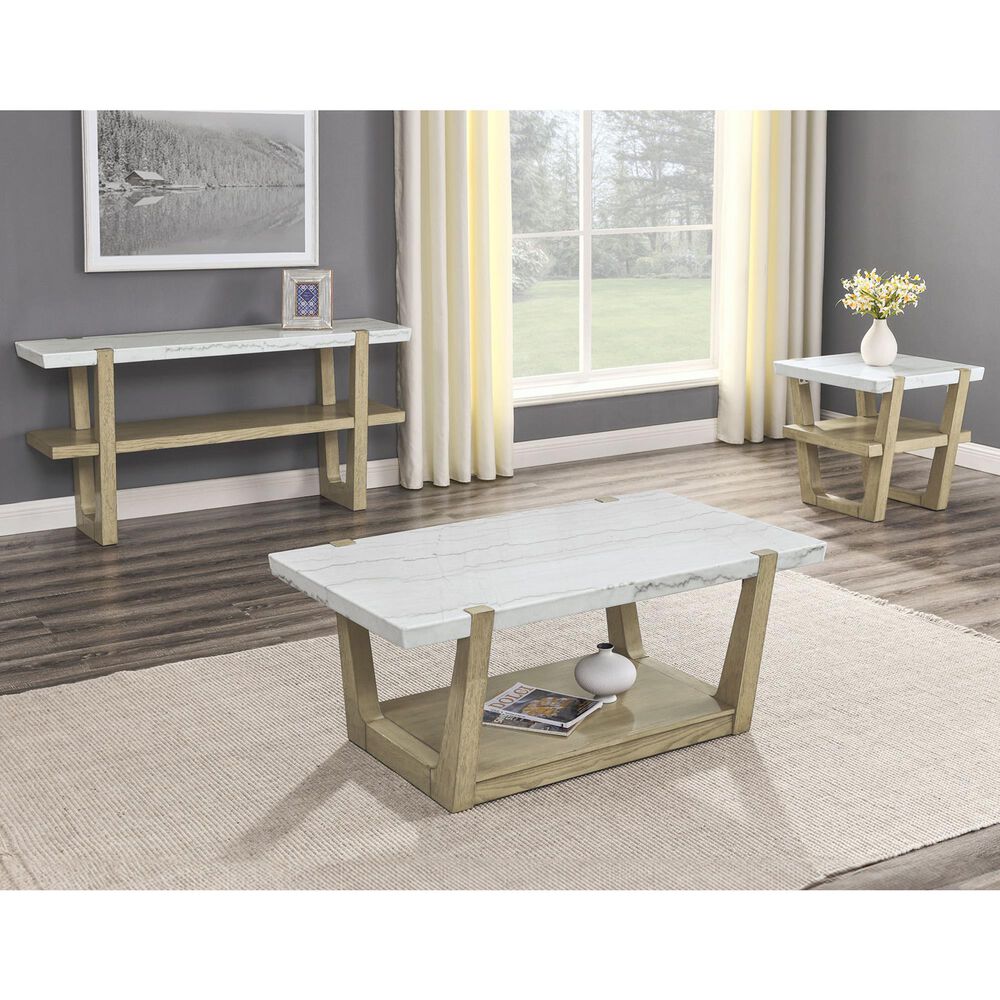 Steve Silver Perth Sofa Table in White and Weathered Sand, , large