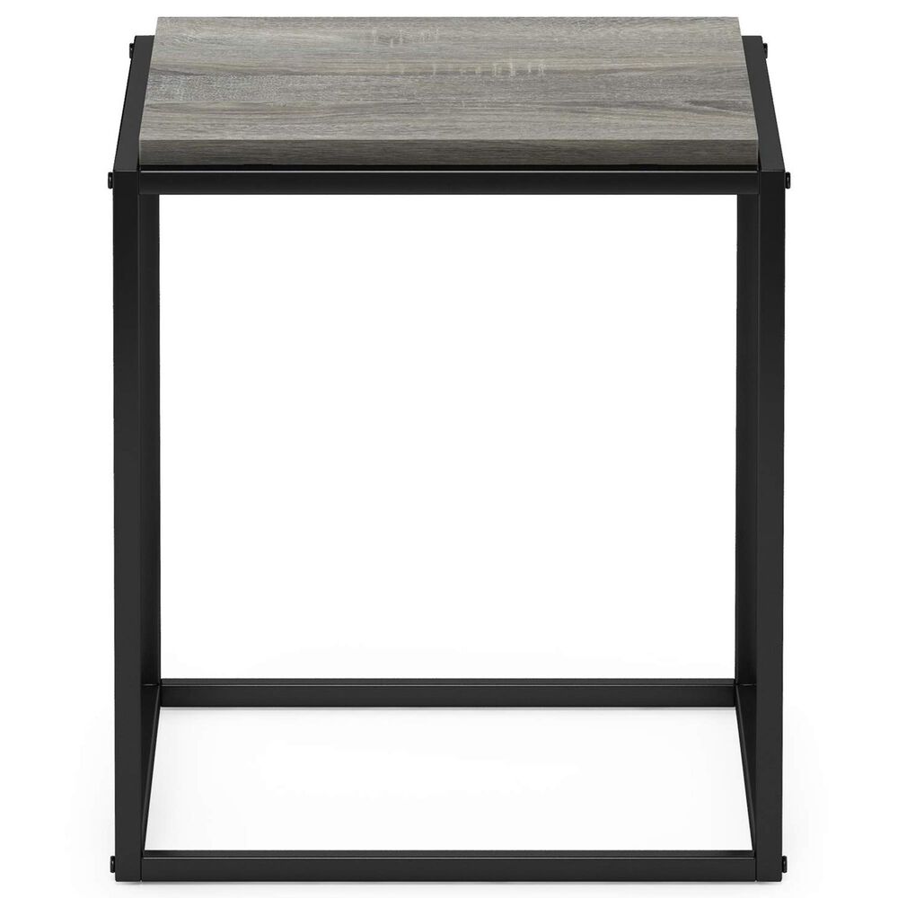 HOMLUX Cube Stackable End Table in French Oak Grey and Black, , large