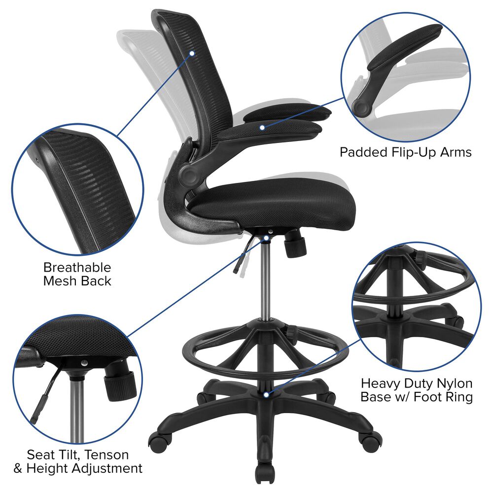 Flash Furniture Drafting Chair in Black, , large